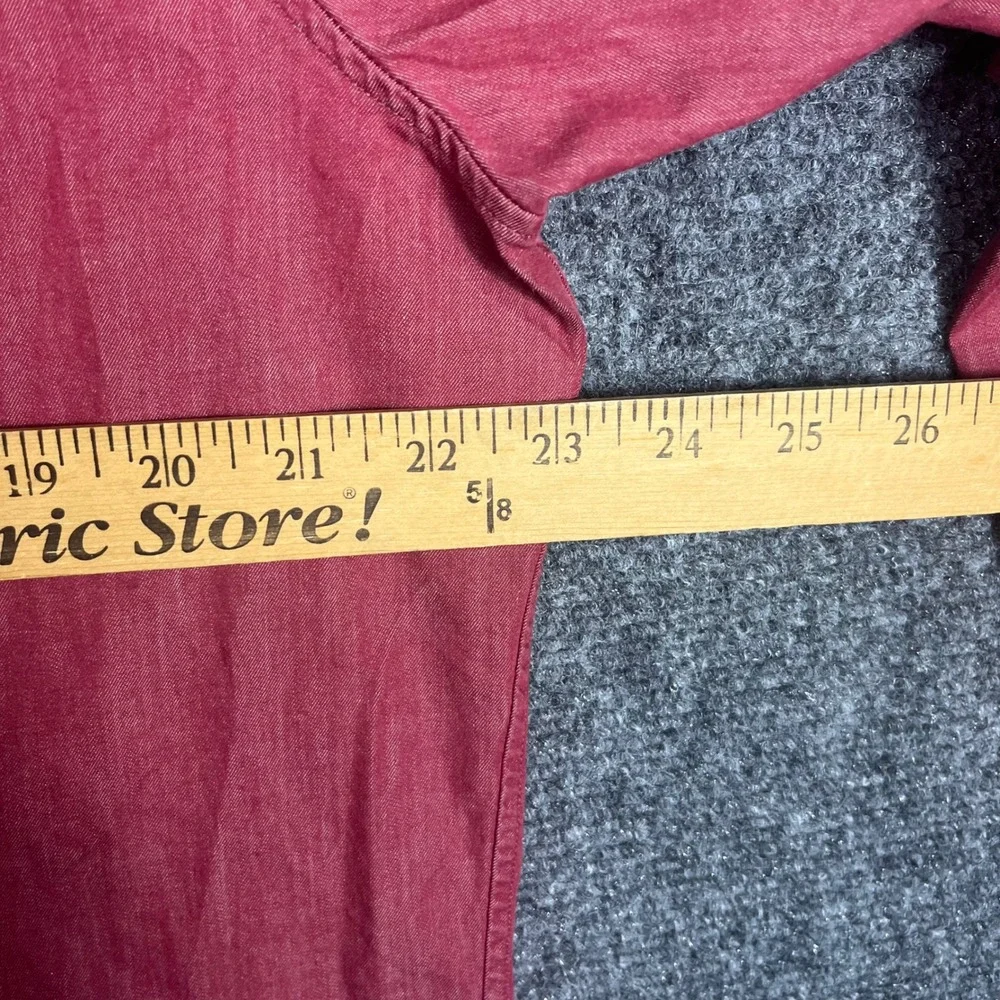 Banana Republic Western Shirt Mens L Red Pearl Snap Cotton Long Sleeve 16-16.5